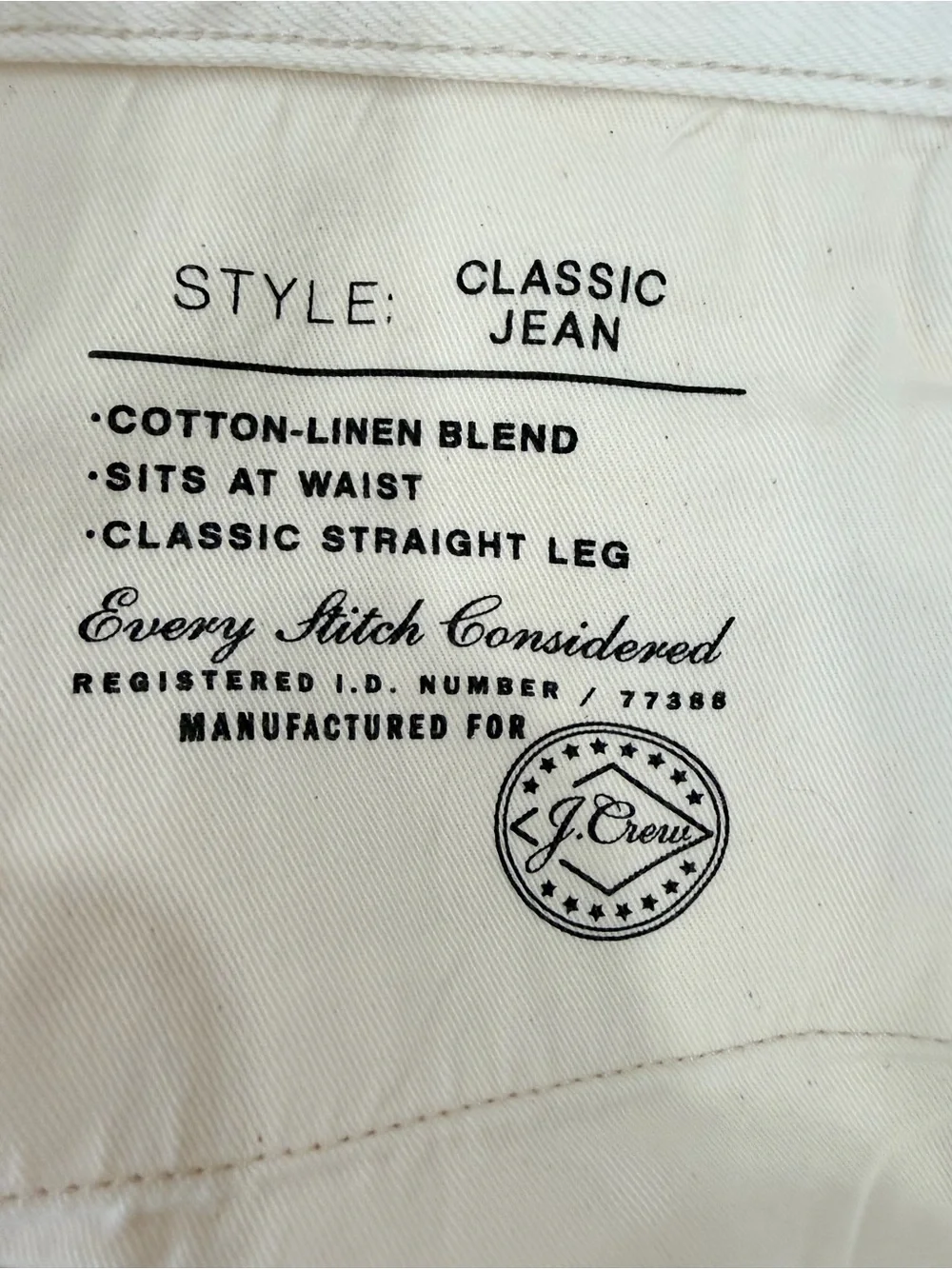 J. Crew Men’s Cream Straight-Leg Jeans
